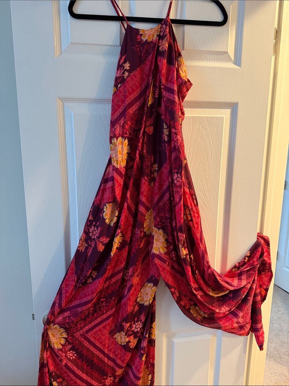 Free people Luca - Boho Halter Floral Wide-Leg Jumpsuit - Burgundy Pink - Picture 5 of 6